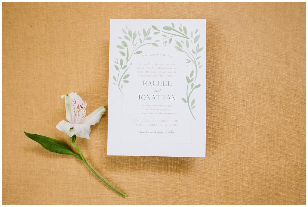 rustic leaves simple wedding invitation